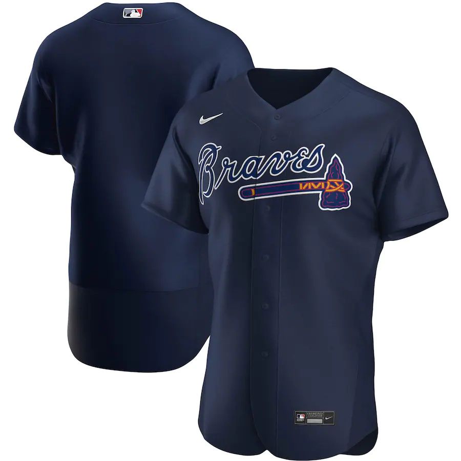 Mens Atlanta Braves Nike Navy Alternate Authentic Team MLB Jerseys 1